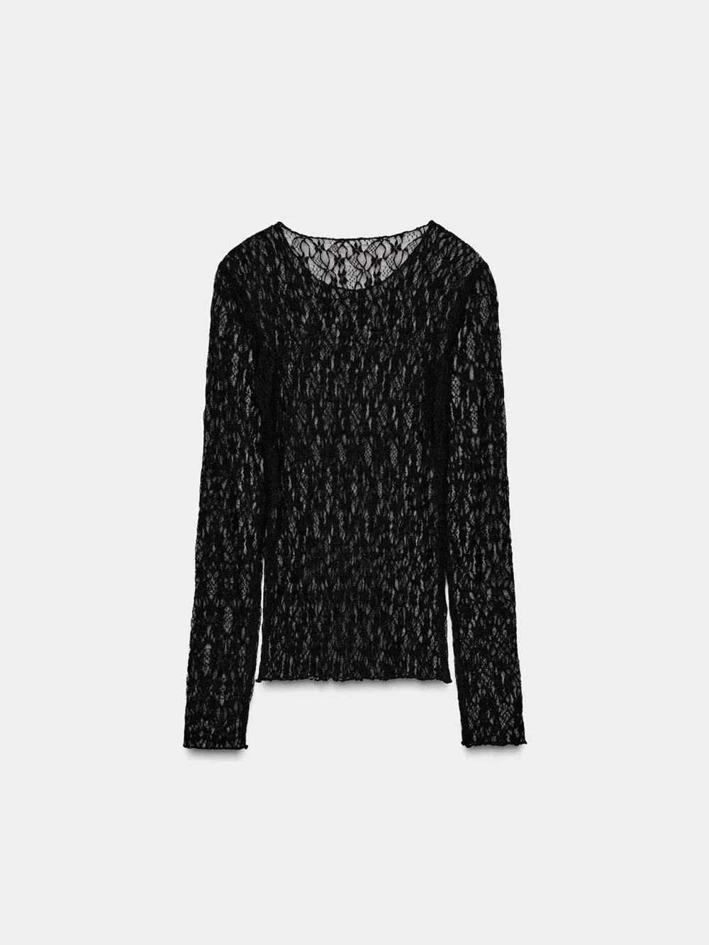 NWT Zara Black Lace Long-Sleeve Women's Top